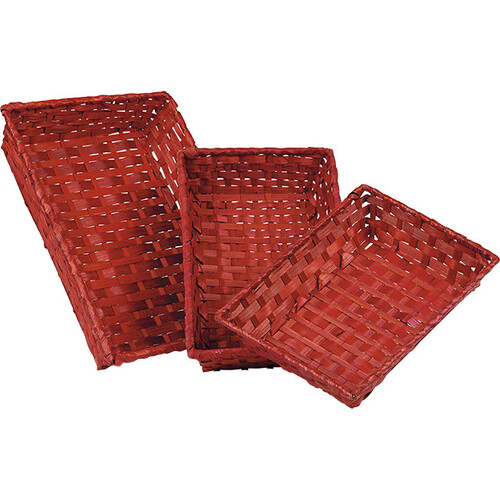 Corbeille bambou rectangle rouge