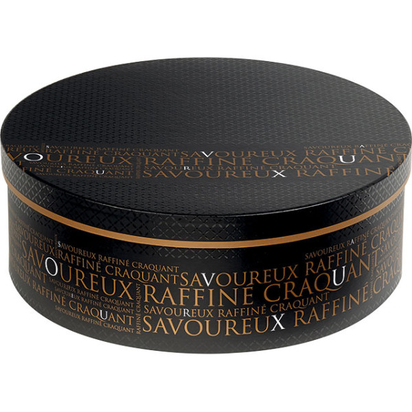 Coffret carton rond SAVOUREUX noir/cuivre