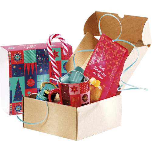 Coffret carton kraft carré fourreau MOSAIQUE...