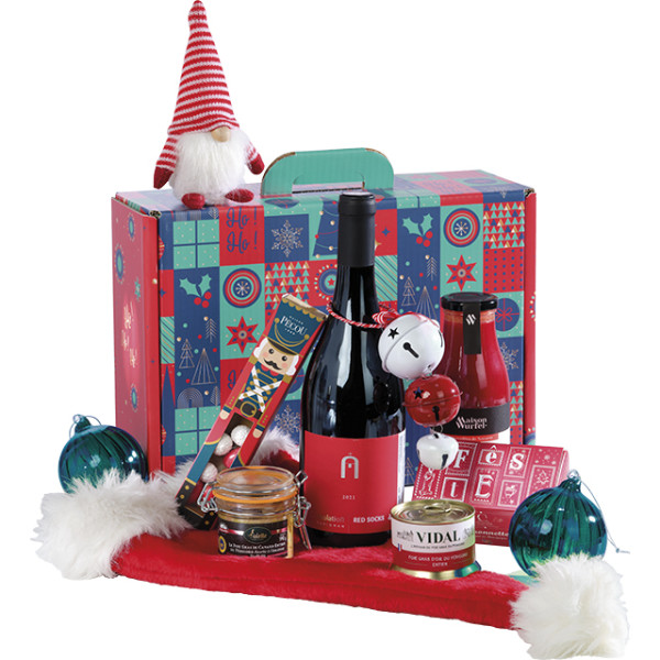 Valisette carton rectangle MOSAIQUE FESTIVE/vert/rouge/or-Les Bonnes Affaires 2026