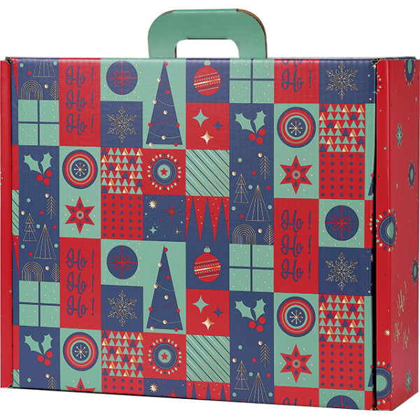 Mala cartão rectangular MOSAICO FESTIVO verde/vermelho/ouro