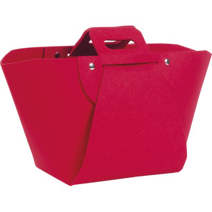 Sac feutre rectangle rouge 2 anses forme cabas boutons...