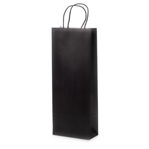 Sac papier 1 bouteille kraft lisse noir 90g soufflets...