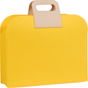Sac feutre rectangle jaune 2 anses beige fermeture pression 2