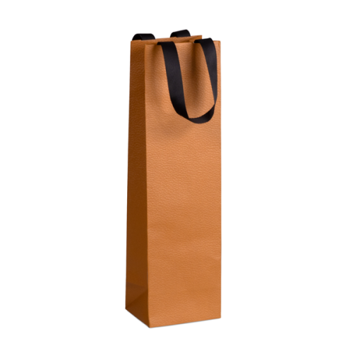 Sac papier 1 bouteille HAVANA texture havane poignées ruban noir