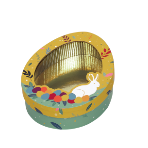 Caja cartón forma huevo CACERÍA DE DULCES amarillo/azul...