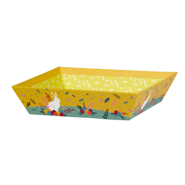 Tray cardboard square SWEET DELIGHTS HUNT yellow/blue