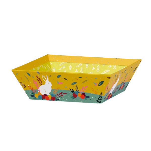 Tray cardboard square SWEET DELIGHTS HUNT yellow/blue