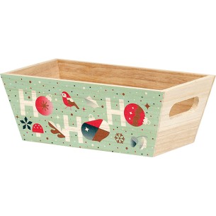 Tray wood rectangular WINTER GARDEN handles