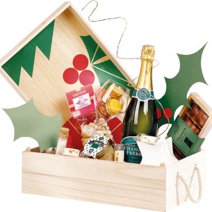 Box wood rectangular NATURAL CHRISTMAS rope handles lid-tray