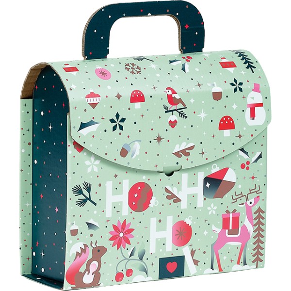 Coffret carton cartable rect. JARDIN D'HIVER vert/blanc/rouge/rose/cuivre semi-auto livr. à plat (dim. coffret monté)