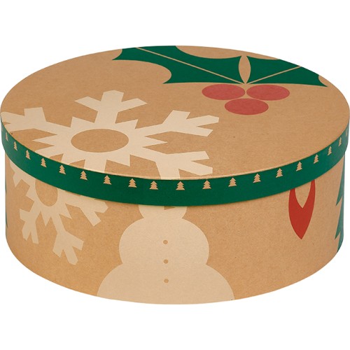 Box cardboard round NATURAL CHRISTMAS...
