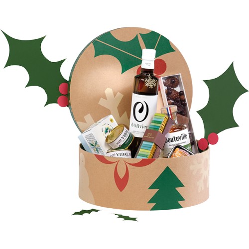 Box cardboard round NATURAL CHRISTMAS...