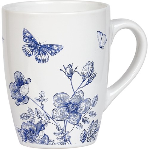 Caneca cerâmica TECIDO DE JOUY branco/azul