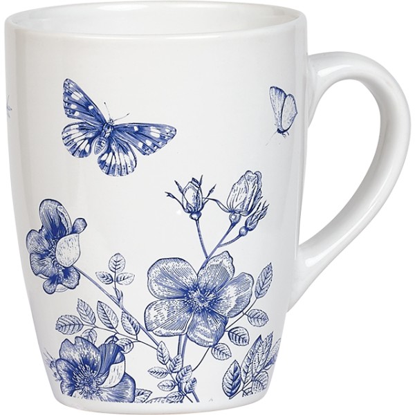 Mug ceramic red CLASSIC TOILE DE JOUY white/blue