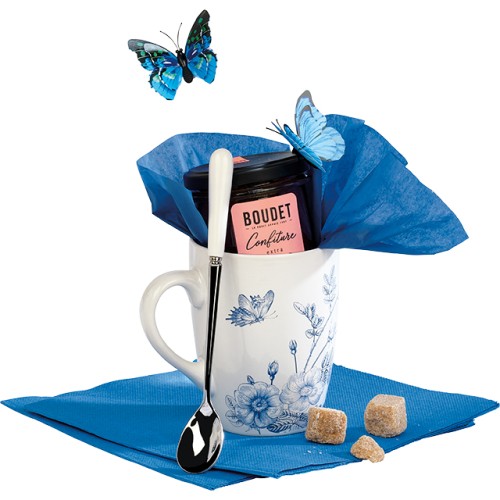 Caneca cerâmica TECIDO DE JOUY branco/azul