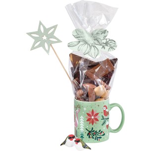 Mug ceramic red WINTER GARDEN green/white/red/pink/copper 2