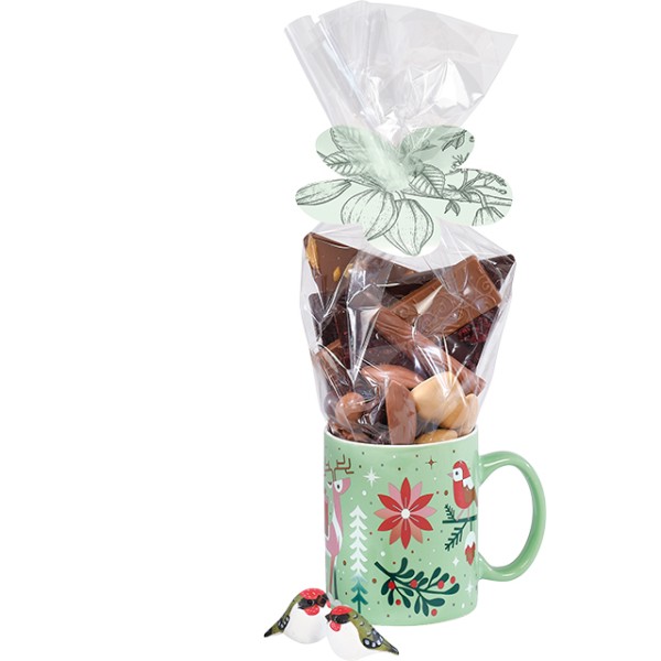 Mug ceramic red WINTER GARDEN green/white/red/pink/copper