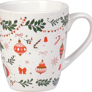 Caneca cerâmica VIVA O NATAL verde/vermelho/rosa/ouro