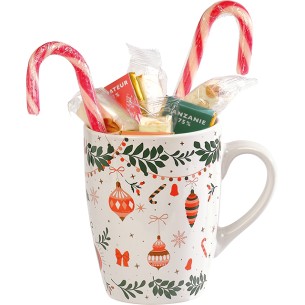 Mug ceramic red CHRISTMAS ANTICIPATION green/red/pink/gold