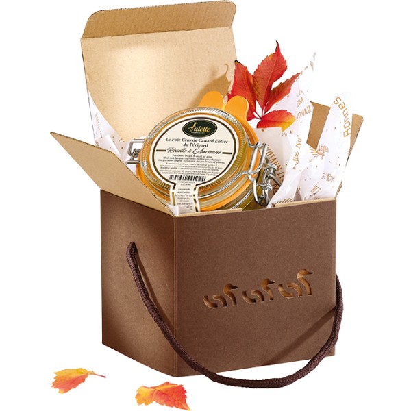 Caja cartón funda 3 PATOS kraft/marrón cordón entrega plana