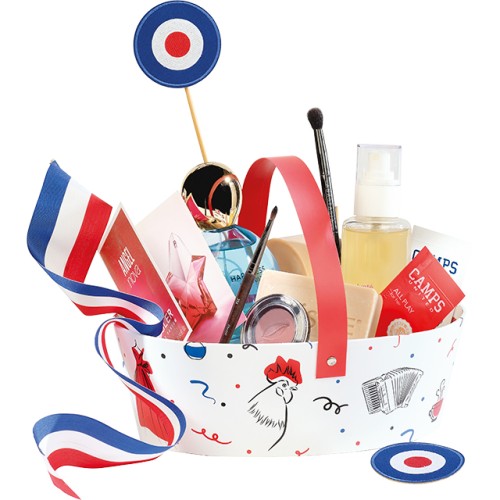 Basket cardboard oval A KNOW-HOW blue/white/red...