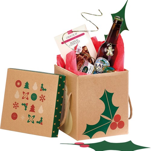Box cardboard kraft square NATURAL CHRISTMAS...