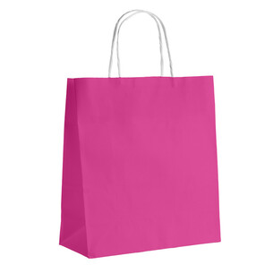 Saco de papel kraft lisa rosa 90g foles laterais alças...