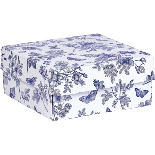 Caixa cartão quadrada TECIDO DE JOUY branco/azul entrega...