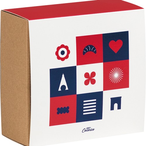 Box cardboard kraft square sleeve TRICOLOR...