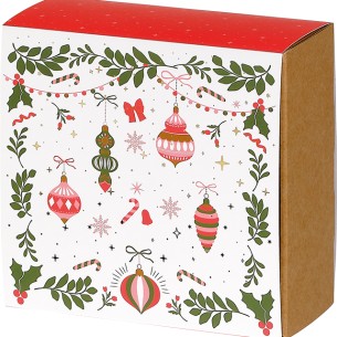 Caixa cartão kraft quad. tampa deslizante VIVA O NATAL...