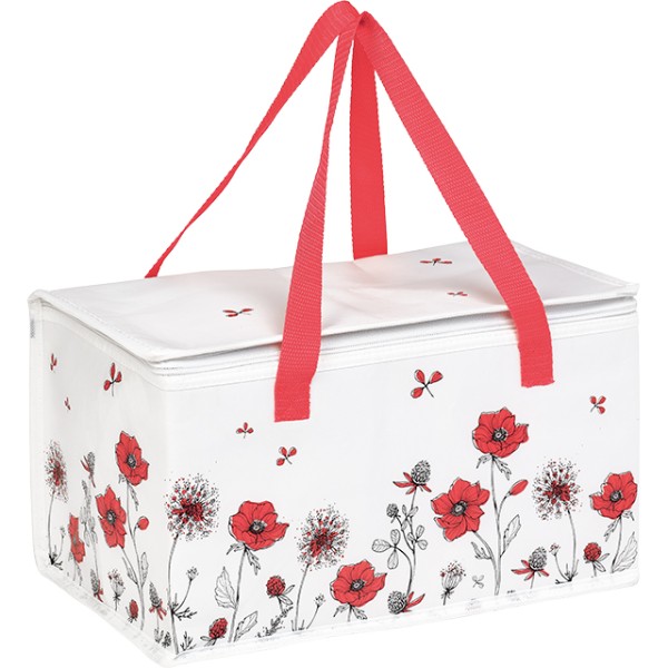 Bolsa isotérmica rectangular DESPERTAR CAMPESTRE blanco/rojo 2 asas cierre cremallera