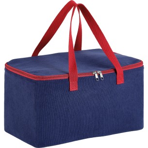 Sac isotherme rectangle velours côtelé bleu 2 anses coton...