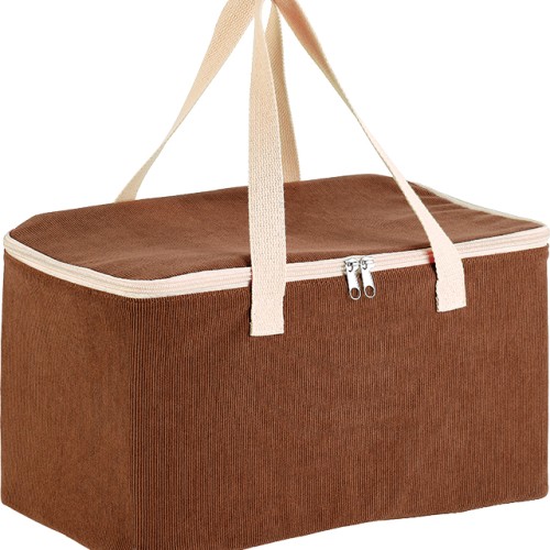 Bolsa isotérmica rectangular pana marrón 2 asas...