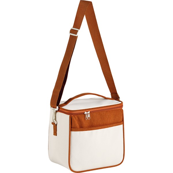 Sac iso rect. velours côtelé/coton marron/ivoire 1 pochette 1 anse/1 bandouillère ajustable marron zip
