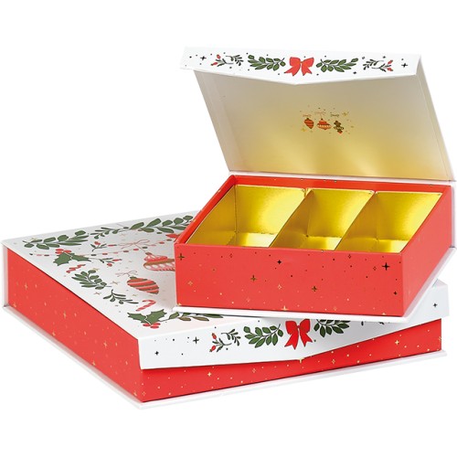 Box cardboard sq choco 4 rows CHRISTMAS...
