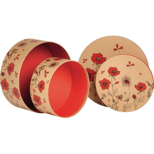 Box cardboard round COUNTRYSIDE AWAKENING kraft/red