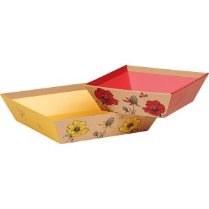 Tray cardboard square COUNTRYSIDE AWAKENING kraft/red