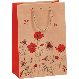 Bolsa papel kraft DESPERTAR CAMPESTRE rojo asas cordón ojal