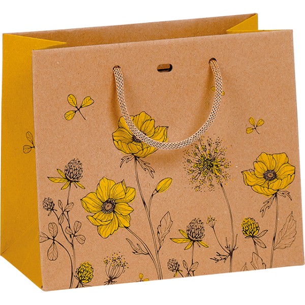 Saco papel kraft DESPERTAR CAMPESTRE amarelo alças corda/ilhó