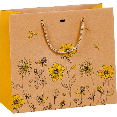 Sac papier kraft EVEIL CHAMPETRE jaune poignées...