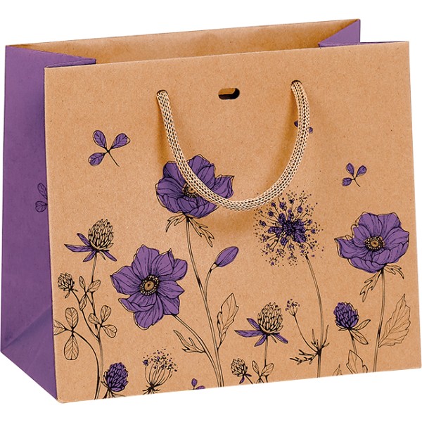 Bag paper kraft COUNTRYSIDE AWAKENING purple rope handles/eyelet