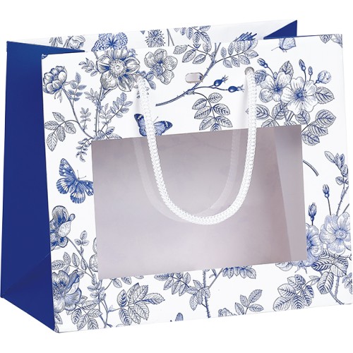Bolsa papel TELA DE JOUY blanco/azul ventana...