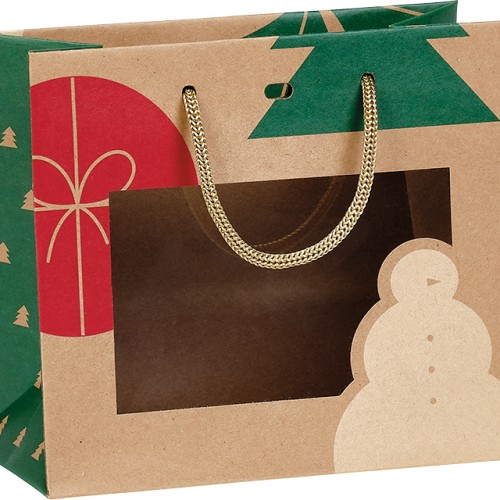 Sac papier kraft NOEL NATURE kraft/rouge/vert...
