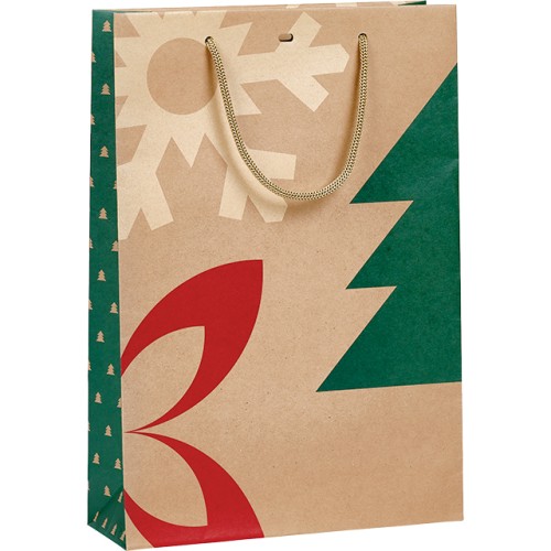 Bolsa papel kraft 3 botellas NAVIDAD NATURAL...