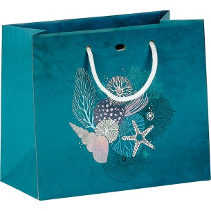 Bag paper IRIDESCENT DEPTHS blue/green/pink/silver rope...