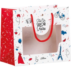 Bag paper A KNOW-HOW blue/white/red PET window rope...