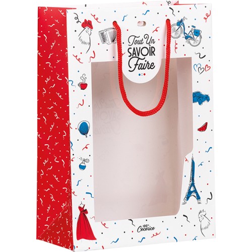 Bag paper A KNOW-HOW blue/white/red PET window...