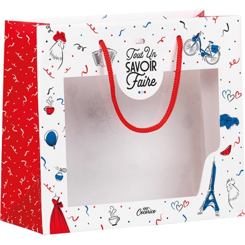 Bag paper A KNOW-HOW blue/white/red PET window...