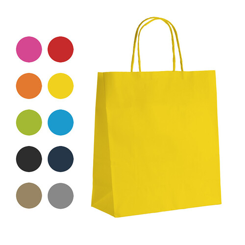 Bag paper kraft smooth yellow 90g side twisted...